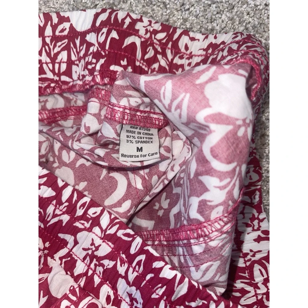 Palm Rio Hawaiian Pull On Capri Pants Womens‎ Sz M NWT Pink White